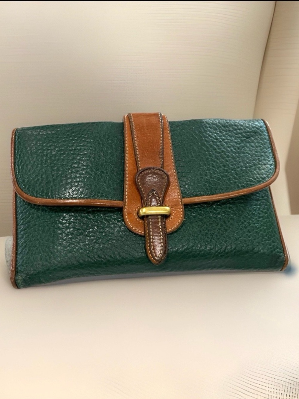 🦆DOONEY & BOURKE ALL WEATHER LEATHER LARGE MEDISON  CLUTCH PEBBLED GREEN  WALLET